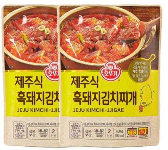 오뚜기 제주식 흑돼지김치찌개 450g 2개, 5세트