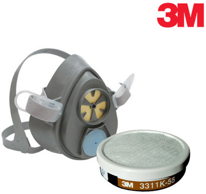 3M 3200-55 방독마스크 및 정화통 세트 유기용제/페인트(방진겸용), 1세트