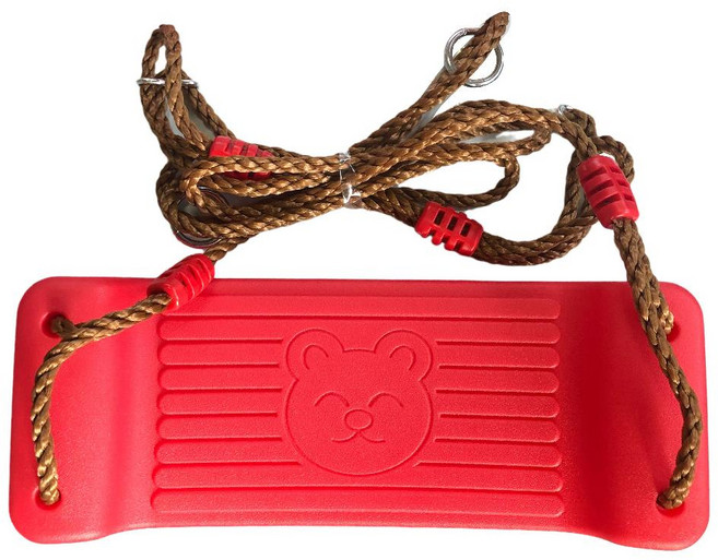 야외그네 두꺼운밧줄 안전한 설치 어린이 스윙체어 하늘색 핑크색 초록색 노란색 놀이터그네, 레드 베어 스윙 (로프로 강화), 1개