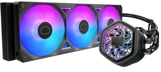 COOLER 쿨러 Master Atmos II 360 VRM AIO CPU 액체 - 냉각 팬이 있는 360mm 라디에이터 3X ARGB PWM 팬 듀얼 챔버 펌프 매우 조, 360 Atmos II VRM