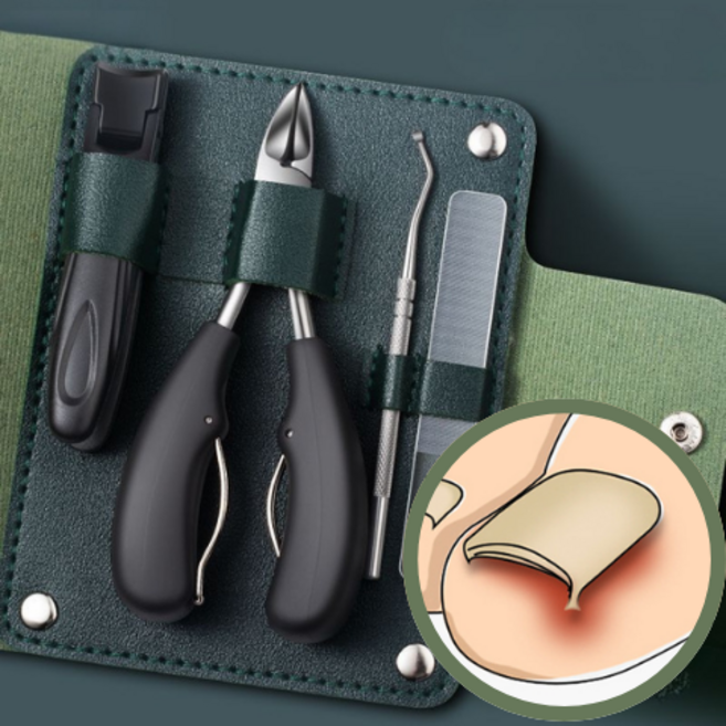 일케오 프리미엄 내성발톱 전문가용 발톱깎이 4종세트, 1세트, 그린 4종세트