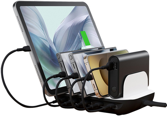 수피 5포트 고속 멀티충전기 거치형 업소용 CS50, 1개, 블랙