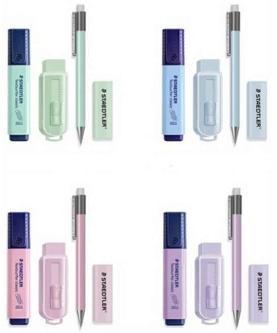 스테들러 파스텔세트 61set 샤프 형광펜 지우개, 파스텔핑크, 1개