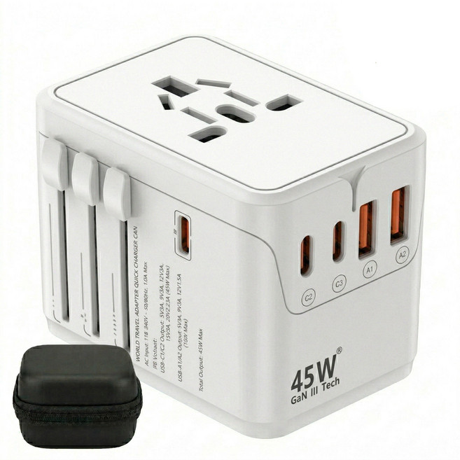 소프트엣지 고속충전 PD45W 해외 여행용 멀티어댑터, 1개, 45W-화이트