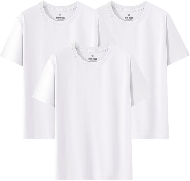 어니우니 기능성 쿨론 라운드 무지 반팔 티셔츠 3장 세트