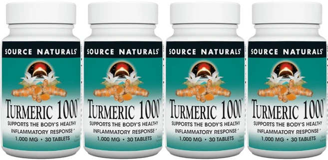 Source Naturals 소스내추럴스 터메릭 심황 강황 1000mg 테블릿, 30정, 4개, 30정 - 쿠팡