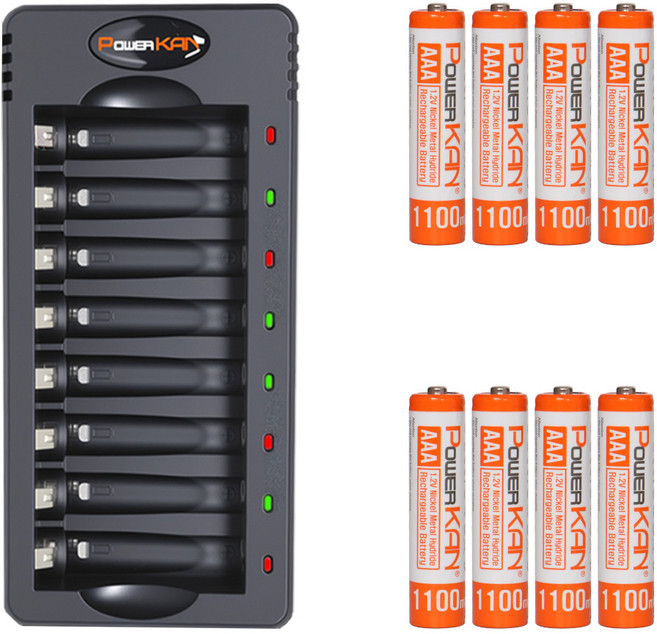 POWERKAN 8구 충전지 ZN826E 충전기세트 AA AAA 니켈수소 NiMH, 상페참조, 826E충전기+AAA 8개입