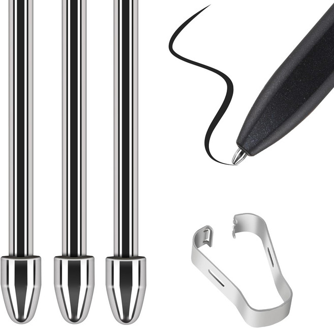 삼성 호환 태블릿 티타늄 합금 교체 펜 팁용 스타일러스 팁 4096 압력 감도 및 기울기 지원 펜촉, 01 Metal 3Pc