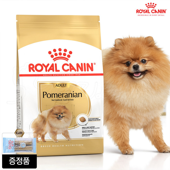 로얄캐닌 포메라니안 어덜트 1.5kg +가수분해 덴탈츄 피모 피부 장 관절건강, 2포구매시 데일리 미니캔 증정, 상세페이지안내