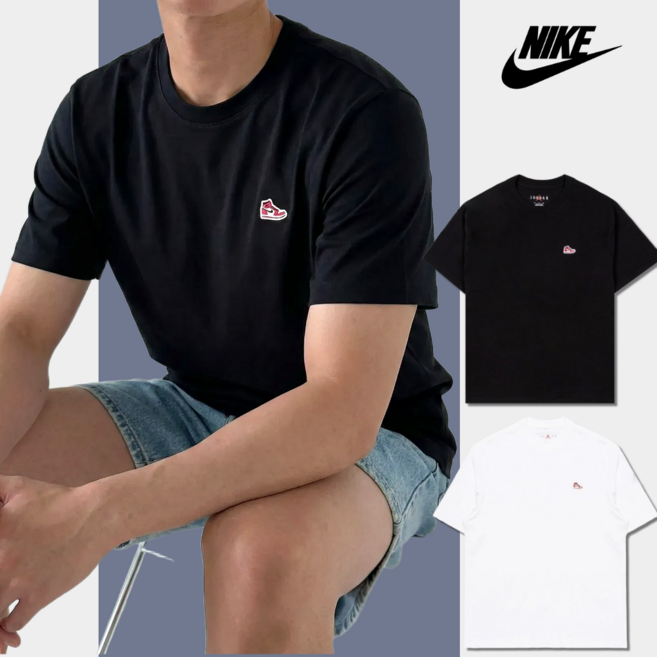 [당일발송] 나이키 NIKE 에어 조던 스니커즈 반팔 티셔츠 JORDAN 오버핏 여름 커플 반팔티 스포네틱 양말