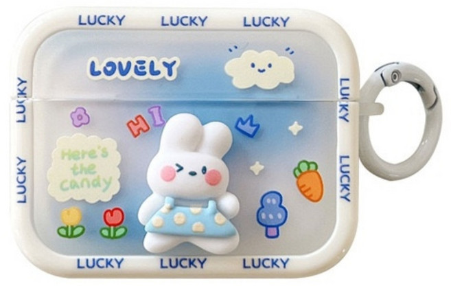 귀여운 3D 토끼 그래피티 에어팟 케이스 에어팟 프로 1 2 세대/에어팟 3 세대