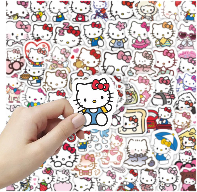 번블랙 산리오 헬로키티 캐릭터 굿즈 스티커 쿠로미 마이멜로디 시나모롤 포챠코, 헬로키티 E, 1개