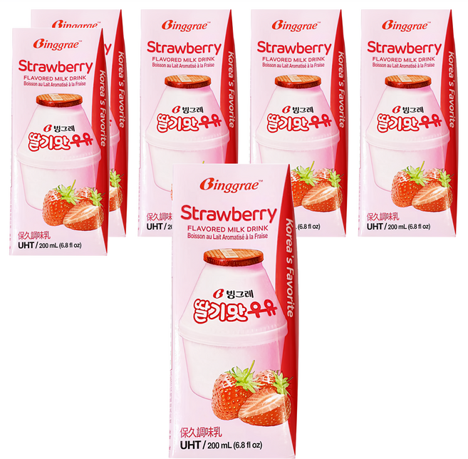 Binggrae 草莓牛奶, 200ml, 6入