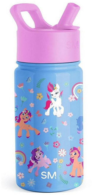 Simple Modern 아동용 서밋 빨대 뚜껑 포함 물병 | 디즈니 픽사 토이 스토리 532.3ml(18온스) 스테인리스 스틸 컵 단열 텀블러 남아 여아 학교용 | 서클, My Little Pony: Garden of Rain