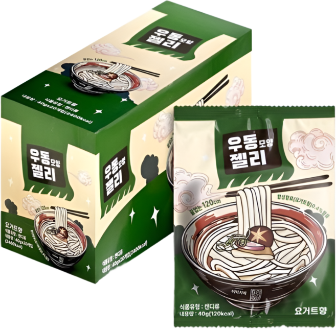 우동 모양 젤리 SNS 우동젤리 틱톡 재미간식 이색 유튜브 먹방 간식, 10개, 40g