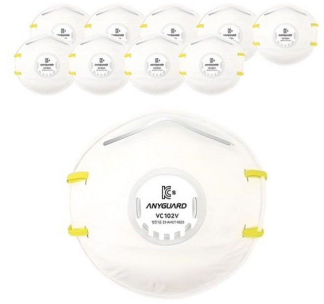 애니가드 안면부여과식 컵타입 밸브형 1급 방진 마스크 VC-102V, 30개, 백색