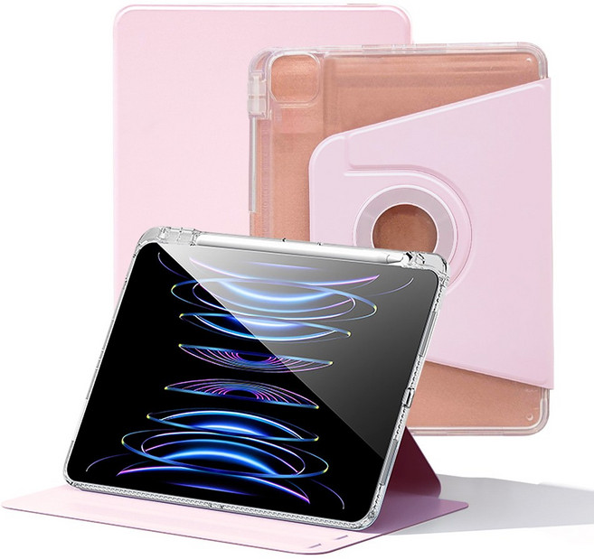 투랩 아이패드 스마트 커버 분리형 맥세이프 클리어 케이스, 11인치 핑크 [투명], 1개