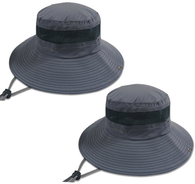 Sanuro 1+1(2개) 여름 등산모자 머리가 시원한 메쉬형 사파리모자, 그레이+그레이