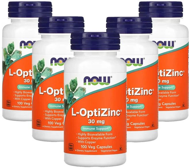 나우푸드 L-OptiZinc 30 mg 100베지캡슐, 5개, 100정 - 쿠팡