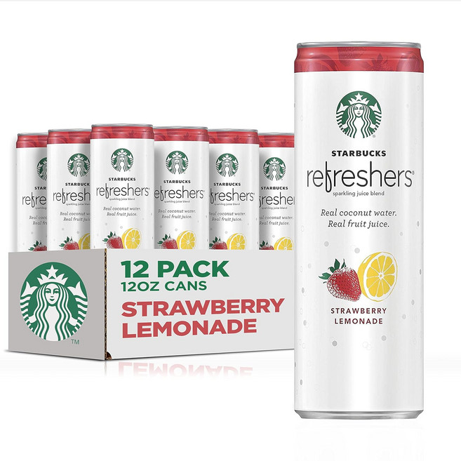 Starbucks 리프레셔스 쥬스 블렌드 코코넛 워터 스트로베리 레모네이드 미국 직배송, 12개, 354ml