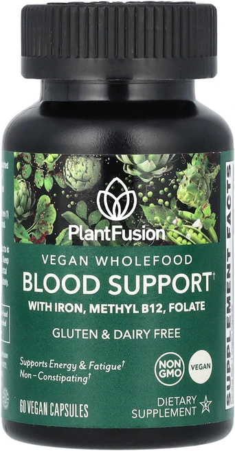 PlantFusion 비건 천연 식품 혈액 지원 베지 캡슐 60정, PlantFusion비건천연식품혈액지원베지캡슐60정, 1개 - 쿠팡