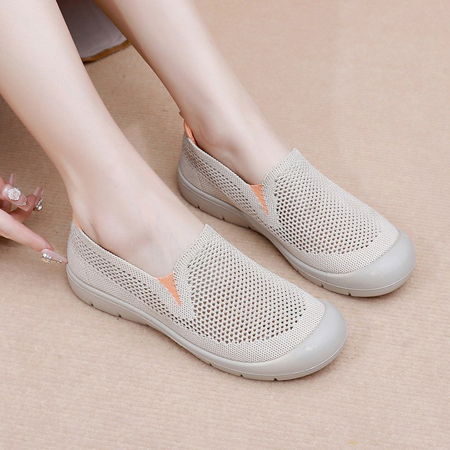 여성 니트 신발 편한 워킹화 봄여름 슬립온 미끄럼방지 플랫슈즈 LC-99