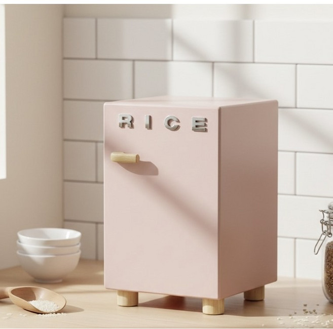 원목쌀통 벌레가덜생기는 10kg 소나무쌀통, 1개, 핑크