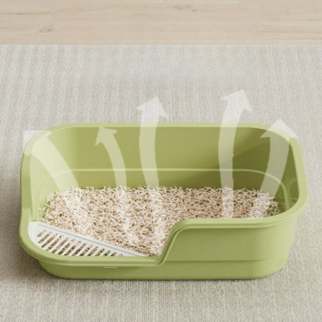 고양이 화장실 낮은 실내 새끼 소변 개방형 모래 입구 민트그린 42cm 49cm 60cm 특대형, 1개, 49cm 심플 그레이 대형 삽 포함