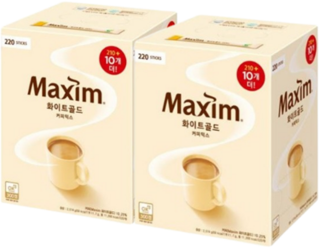 맥심 화이트골드 커피믹스 220T (총440T), 11.7g, 220개입, 2개