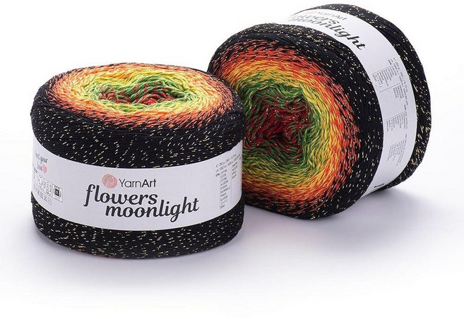 YarnArt Flowers Moonlight – 메탈릭 루렉스가 있는 그라데이션 면 아크릴 실 250g(9.17온스) 1093야드 - 코바늘 뜨개질 뜨개질 숄 및 DI, 3267