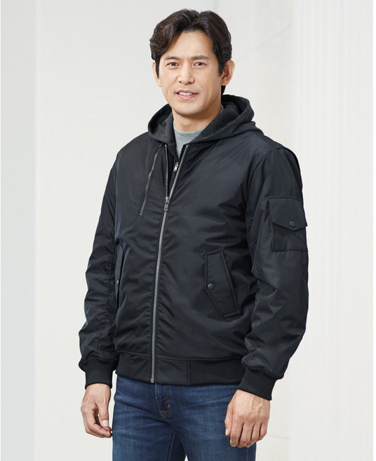 지벤 [ ZB-J2355 ] 겨울 작업복점퍼 솜패딩 트윌소재 항공점퍼 탈부착후드