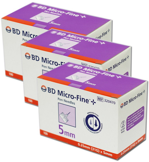 건강두배로 BD 비디 마이크로 파인 인슐린 펜니들 멸균 주사침 31G * 5mm, 3개, 1개입
