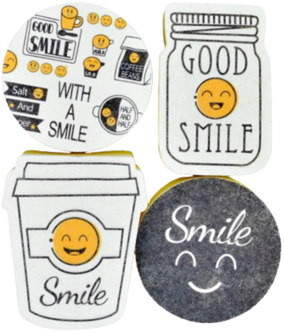 스마일 스펀지 수세미 4종 세트, 1세트