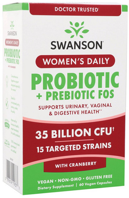 Swanson 斯旺森 女性每日益生菌 + 益生元 FOS 350億 CFU 含蔓越莓純素膠囊, 1個