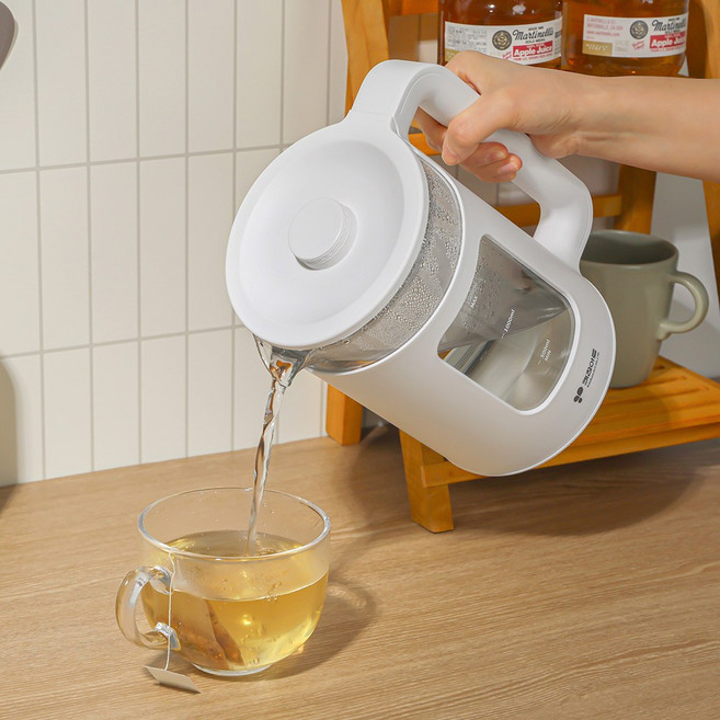 <신규특가>키친아트 온도조절 LED 유리 전기포트 1.5L, 화이트