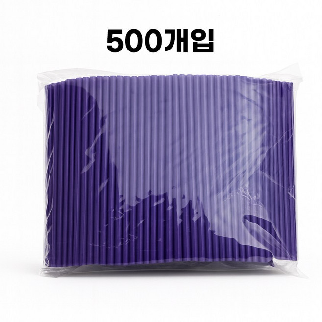 제이디팩 일자 빨대 7*210mm 보라 벌크포장 500개, 1세트, 500개입