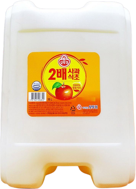 2배 사과식초 (오뚜기 18L) 식당 업소 대용량 냉면전문점 피클용 매운탕용, 18L, 1개