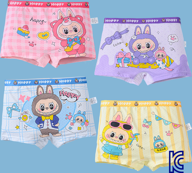 와이비비 여아 라부부 드로즈 아이스실크 쿨 메쉬 사각 팬티 4종세트