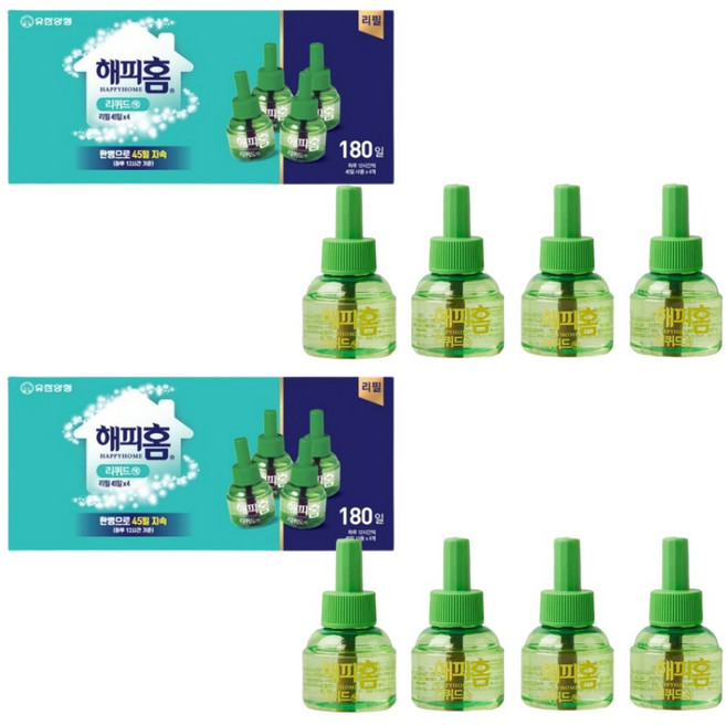 해피홈 훈증기 리퀴드액 리필 360일, 8개, 180ml