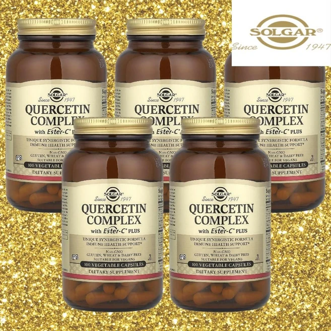 Solgar 케르세틴 솔가 Ester-C 플러스 함유 퀘르세틴 복합체 베지 캡슐 100정 5통 - 쿠팡