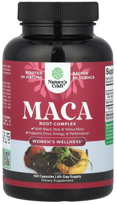 Nature's Craft Women's Wellness Maca Root Complex 120 Capsules, 120 count, 1개 - 쿠팡