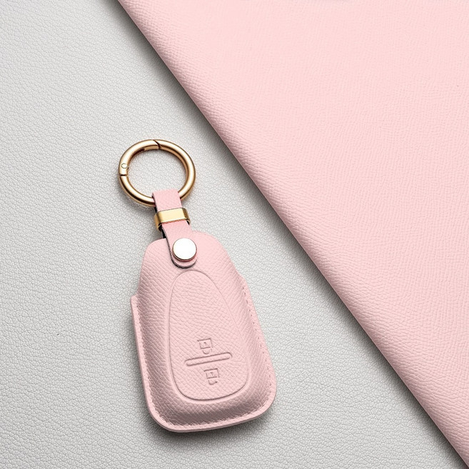 쉐보레 호환 천연 소가죽 키케이스 & 키홀더 (말리부/스파크/트래버스/트랙스/뉴크루즈) 차량용품, 쉐보레 A2 타입(2버튼), 피치핑크