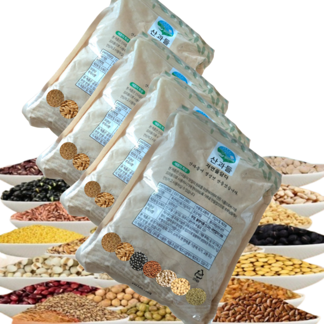 산과들 통곡물 보리 미숫가루 무설탕 식사대용, 4개, 1kg