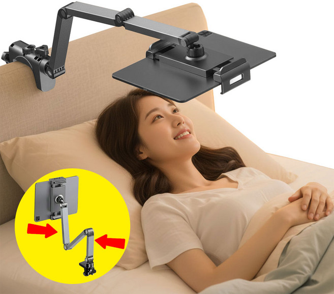 덕분애 흔들림 없는 4단 침대 태블릿 거치대, 1개, 블랙, SD01