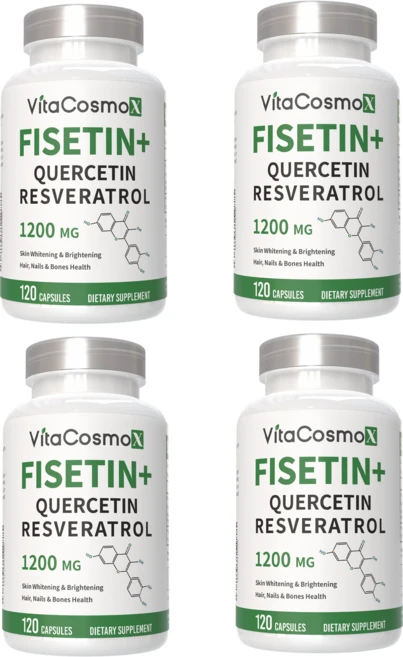 비타코스모 VitaCosmoX 고함량 피세틴 레스베라트롤 퀘르세틴 1200mg 야채캡슐, 4개, 120정 - 쿠팡