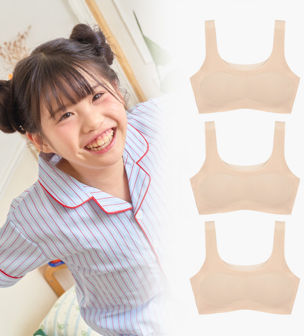 단색 쿨링 브라 주니어 1단계 메쉬 3장 세트 (여름 통풍 통기 심리스 노와이어 브래지어)