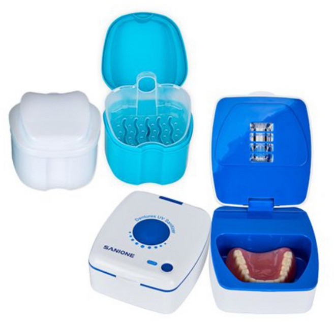 세니원 틀니 살균기 의치 보관함 세트/ 투명 치아 교정기 소독 살균기 마우스피스 세정 세척 케이스 교정 유지장치 보관 통, SKY틀니통세트