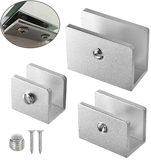 1 조각 알루미늄 합금 사각형 유리 클립 6 8mm 8 10mm 10 12mm 두께 고정 패널 U 클램프 용 지지 브래킷, Black 6 - 8mm, 1개