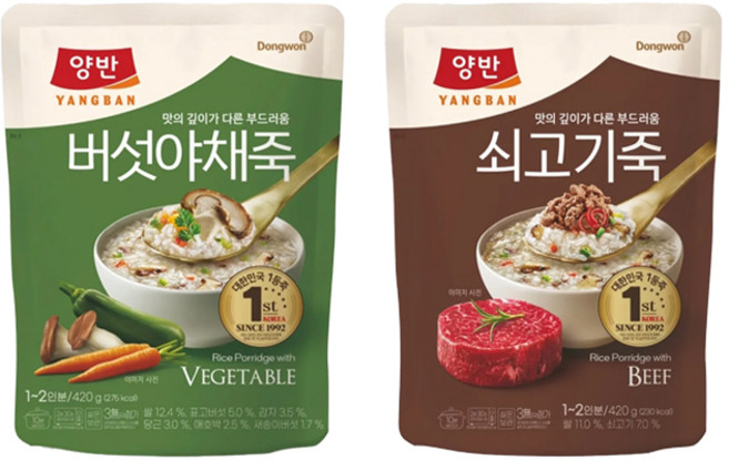 동원 양반죽 420g 버섯야채죽5개+쇠고기죽5개/총10개입/파우치형/영양죽/무료배송