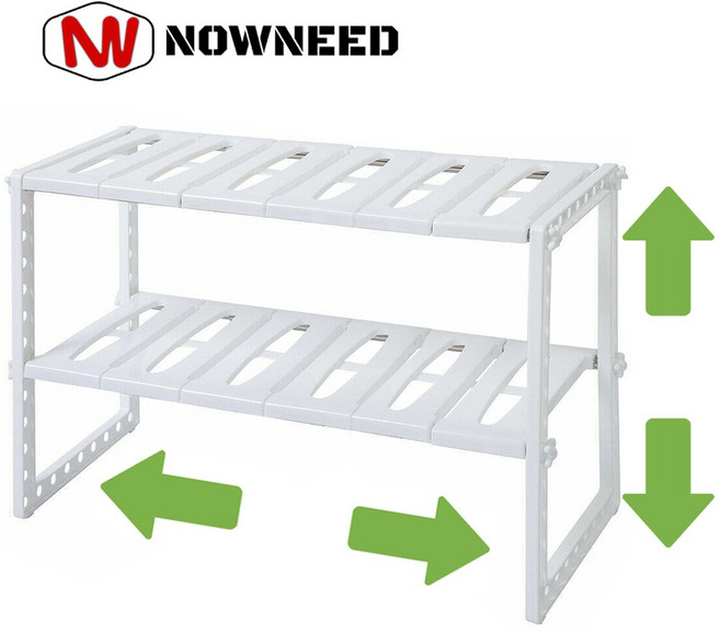 [나우니드] 다목적 멀티2단 정리선반 높이 길이 조절 주방정리선반, 확장형1개